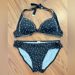 Calvin Klein Black and White Polka Dot Bikini Set
